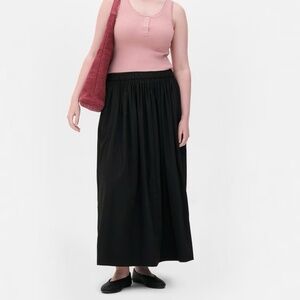 Primark Black Gathered Waist Maxi Skirt | Elastic Waist | Pockets | XL | NWT